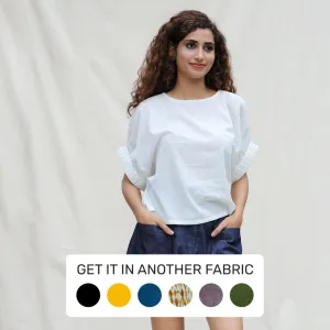 White 100% Cotton Hand-Beaded Drop Shoulder Button-Down Shirt