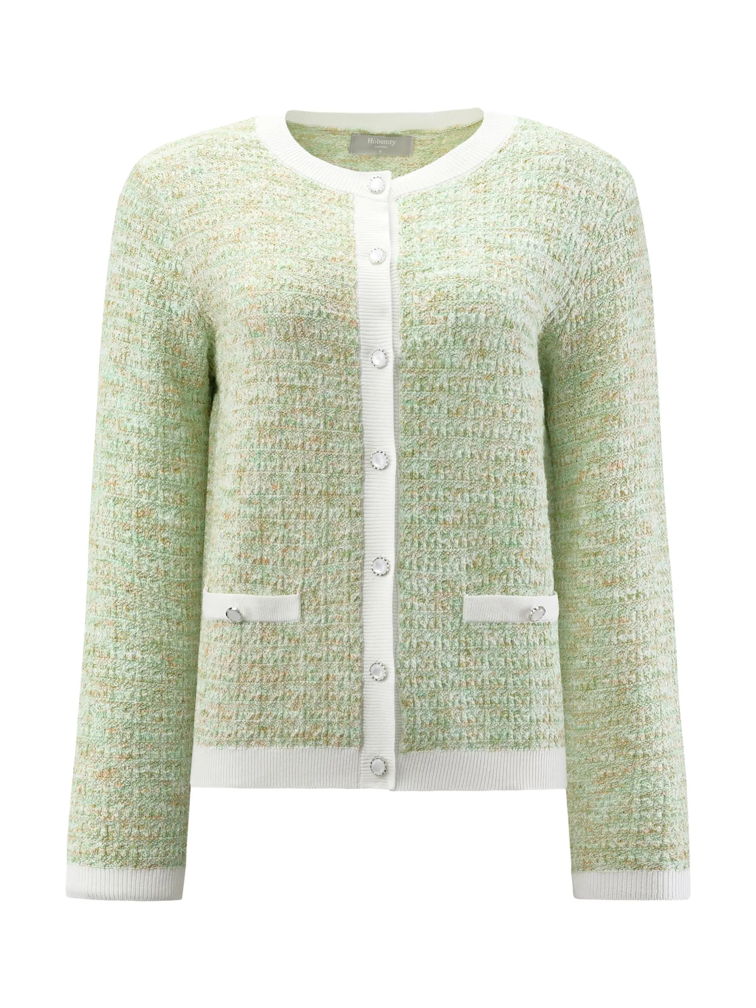 Women's Elegant Cardigan Sweaters Spring Long Sleeve Knit Ribbed Jacket