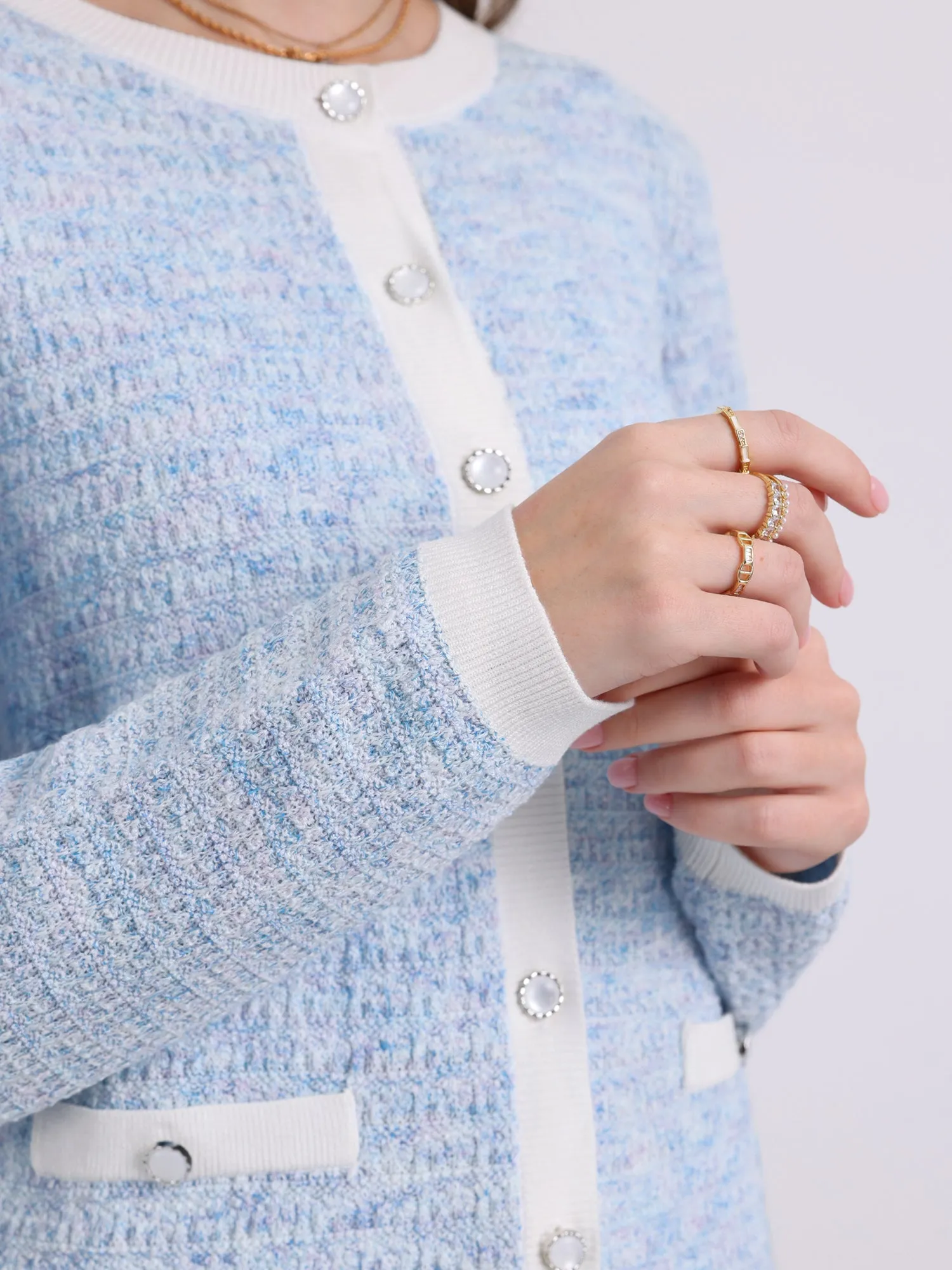 Women's Elegant Cardigan Sweaters Spring Long Sleeve Knit Ribbed Jacket