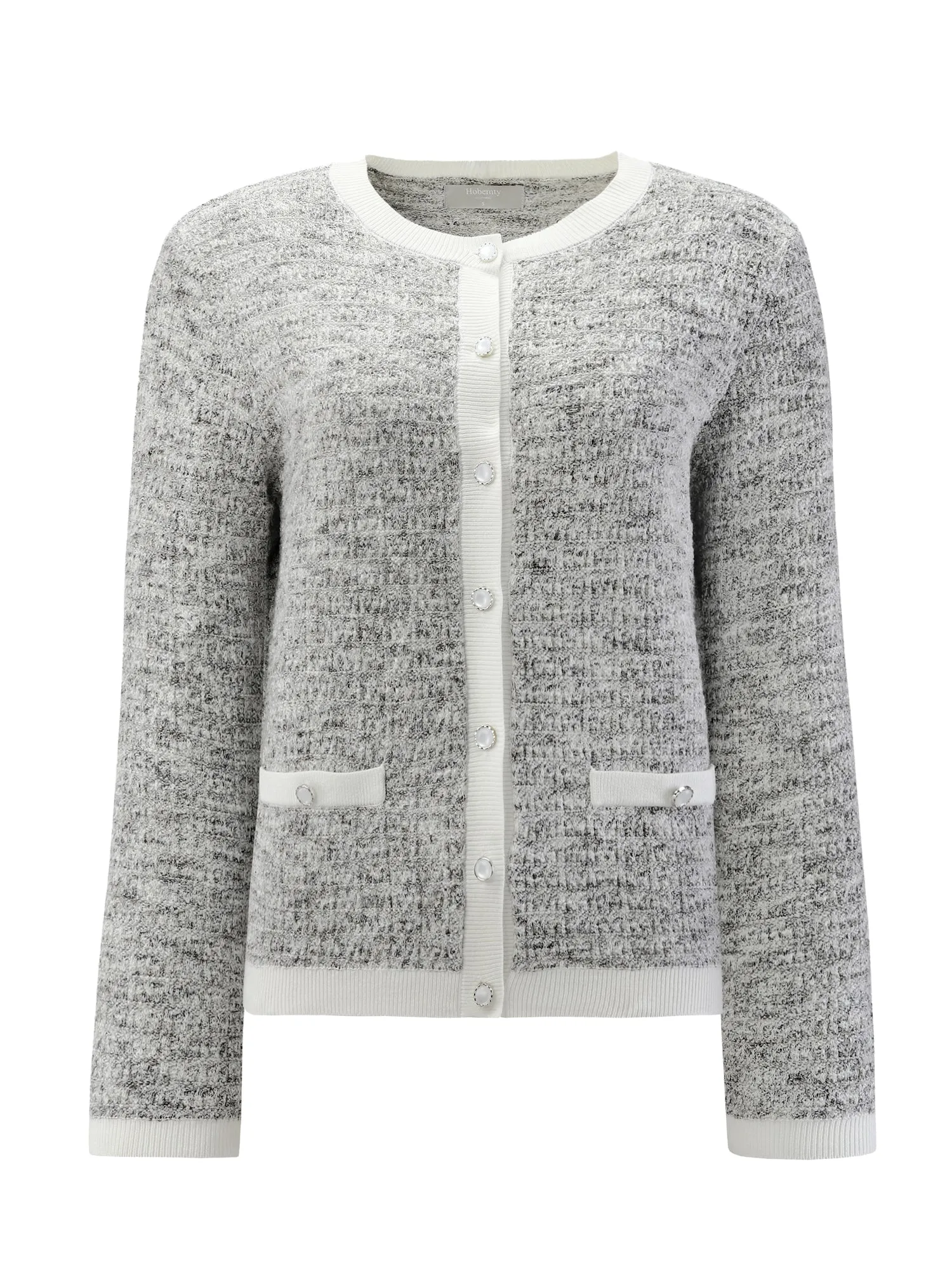 Women's Elegant Cardigan Sweaters Spring Long Sleeve Knit Ribbed Jacket