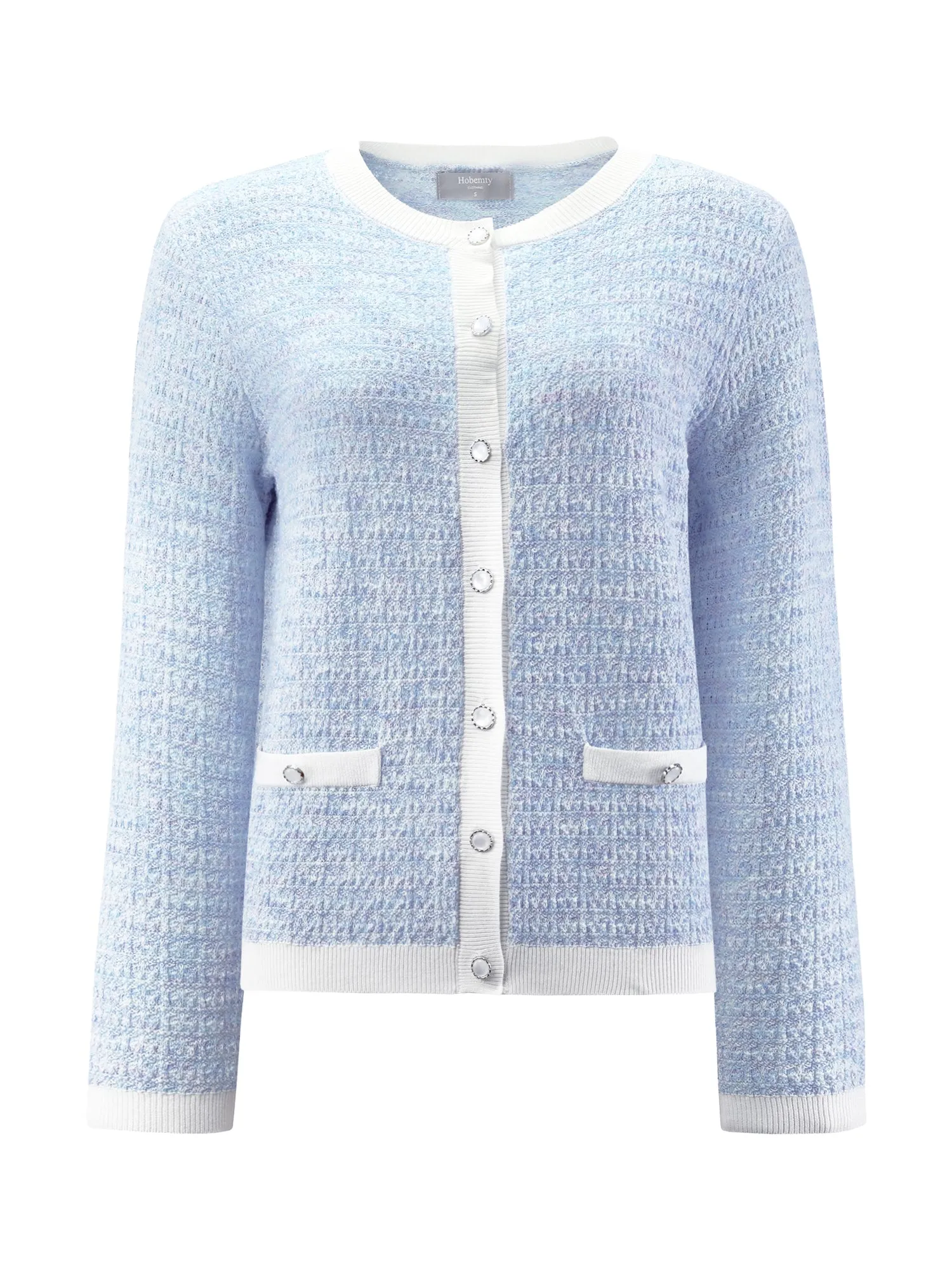 Women's Elegant Cardigan Sweaters Spring Long Sleeve Knit Ribbed Jacket