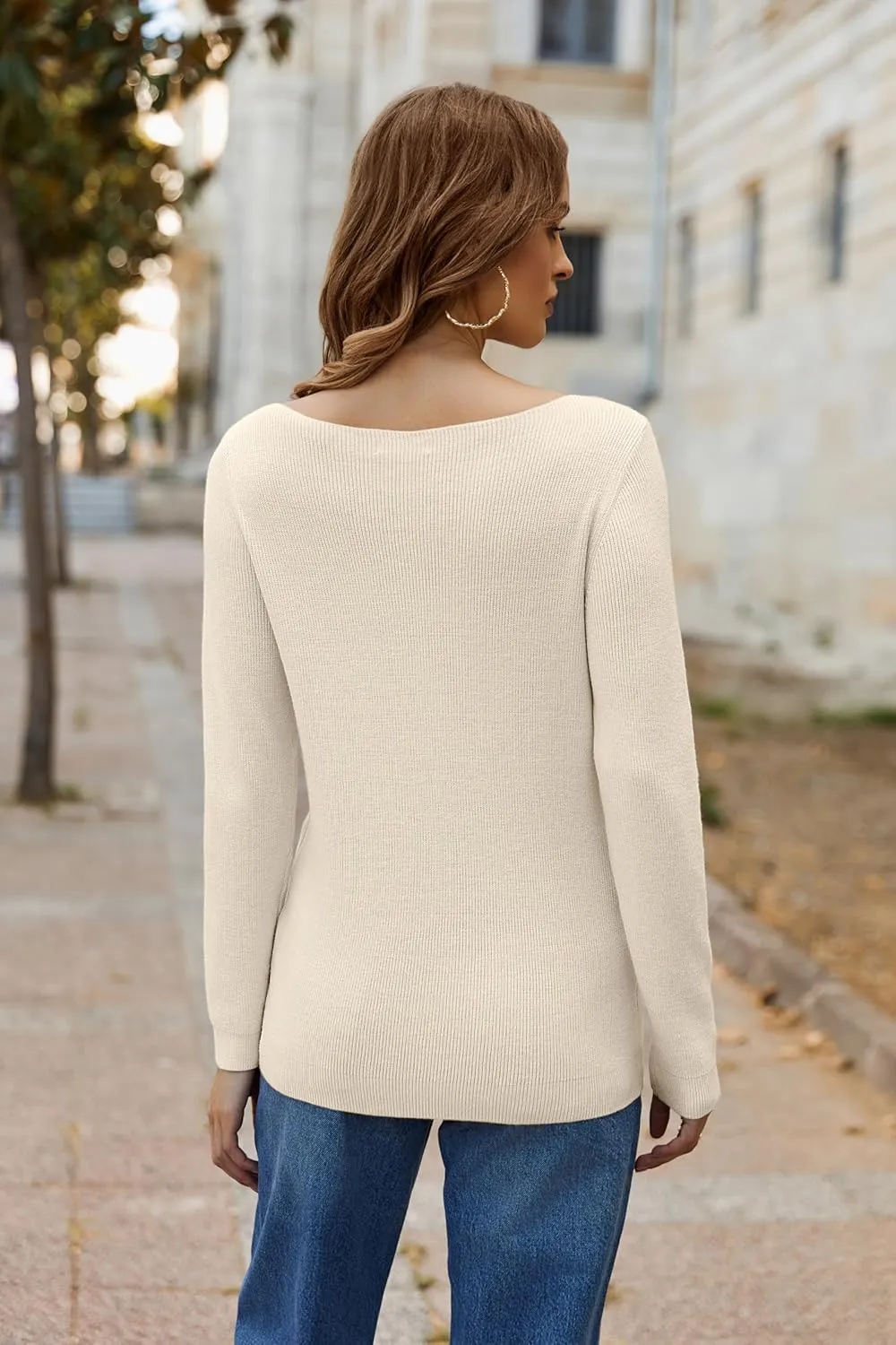 Zeagoo Knitted Pullover Ribbed Long Sleeve Pullover (DE Only)