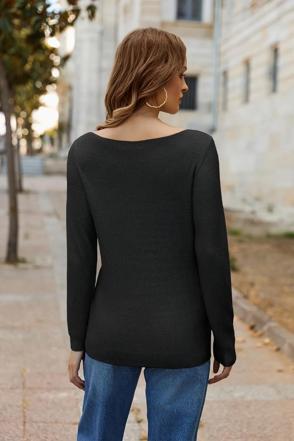 Zeagoo Knitted Pullover Ribbed Long Sleeve Pullover (DE Only)