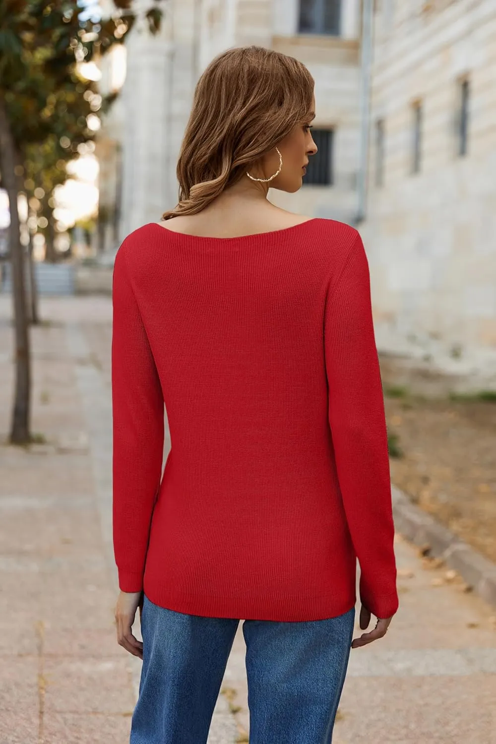 Zeagoo Knitted Pullover Ribbed Long Sleeve Pullover (DE Only)