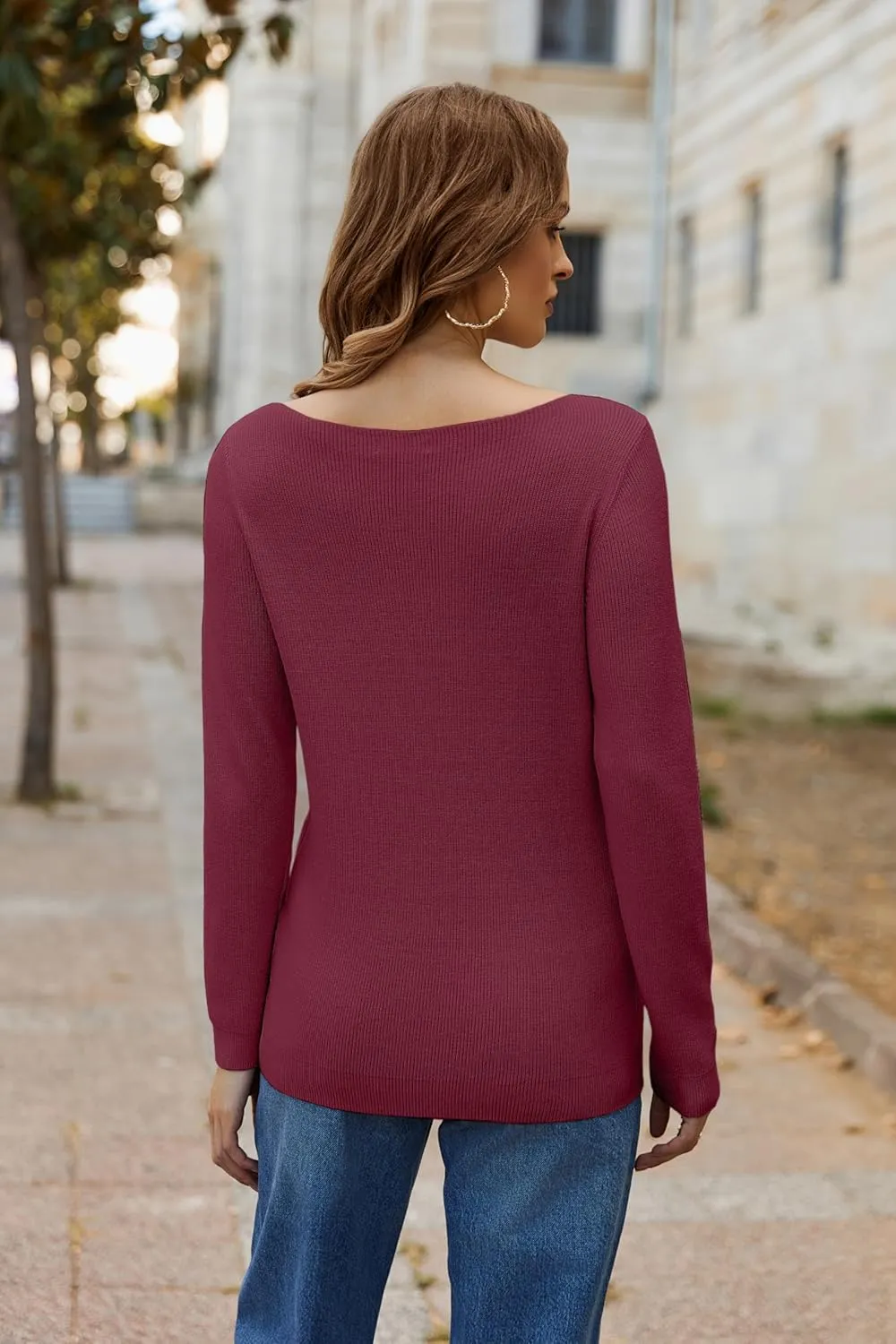 Zeagoo Knitted Pullover Ribbed Long Sleeve Pullover (DE Only)