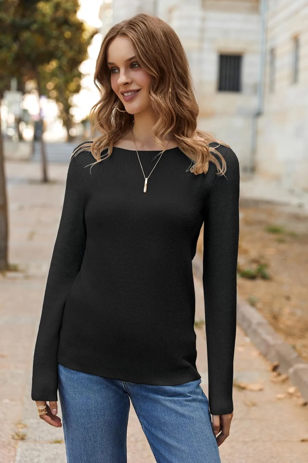 Zeagoo Knitted Pullover Ribbed Long Sleeve Pullover (DE Only)
