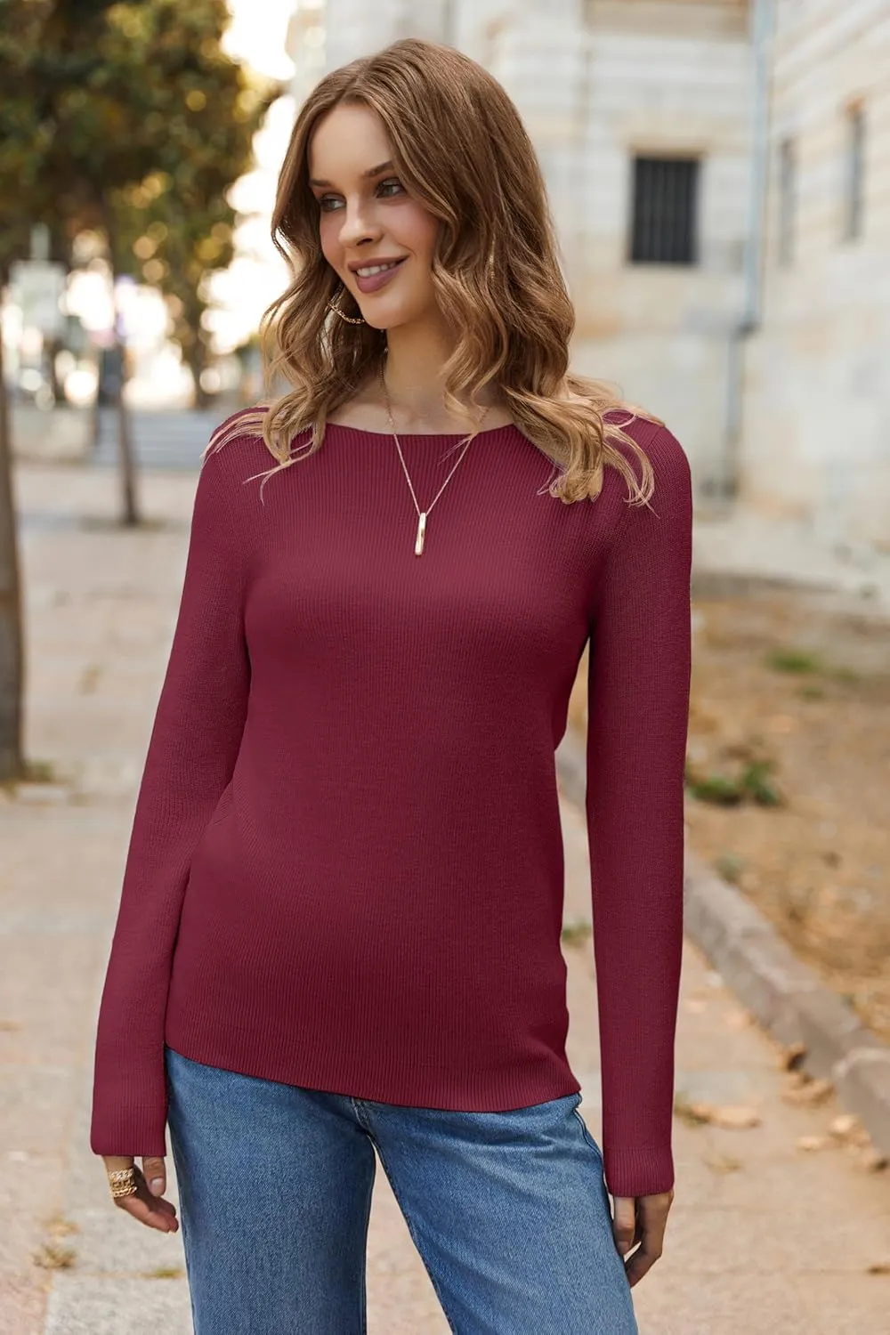 Zeagoo Knitted Pullover Ribbed Long Sleeve Pullover (DE Only)