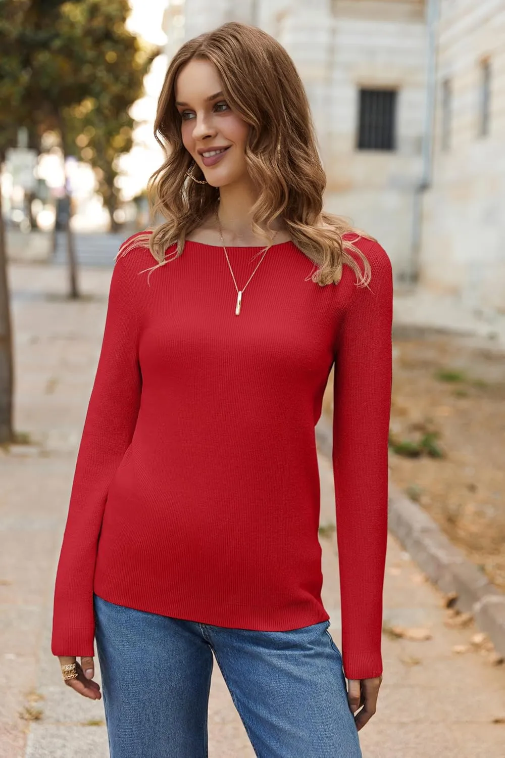 Zeagoo Knitted Pullover Ribbed Long Sleeve Pullover (DE Only)