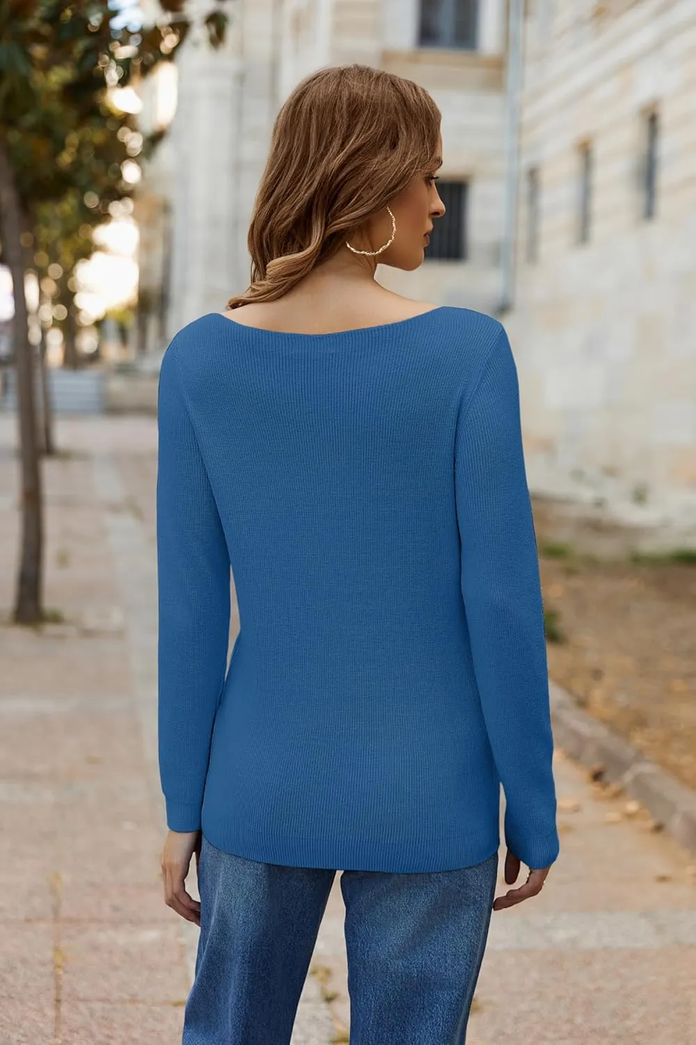 Zeagoo Knitted Pullover Ribbed Long Sleeve Pullover (DE Only)